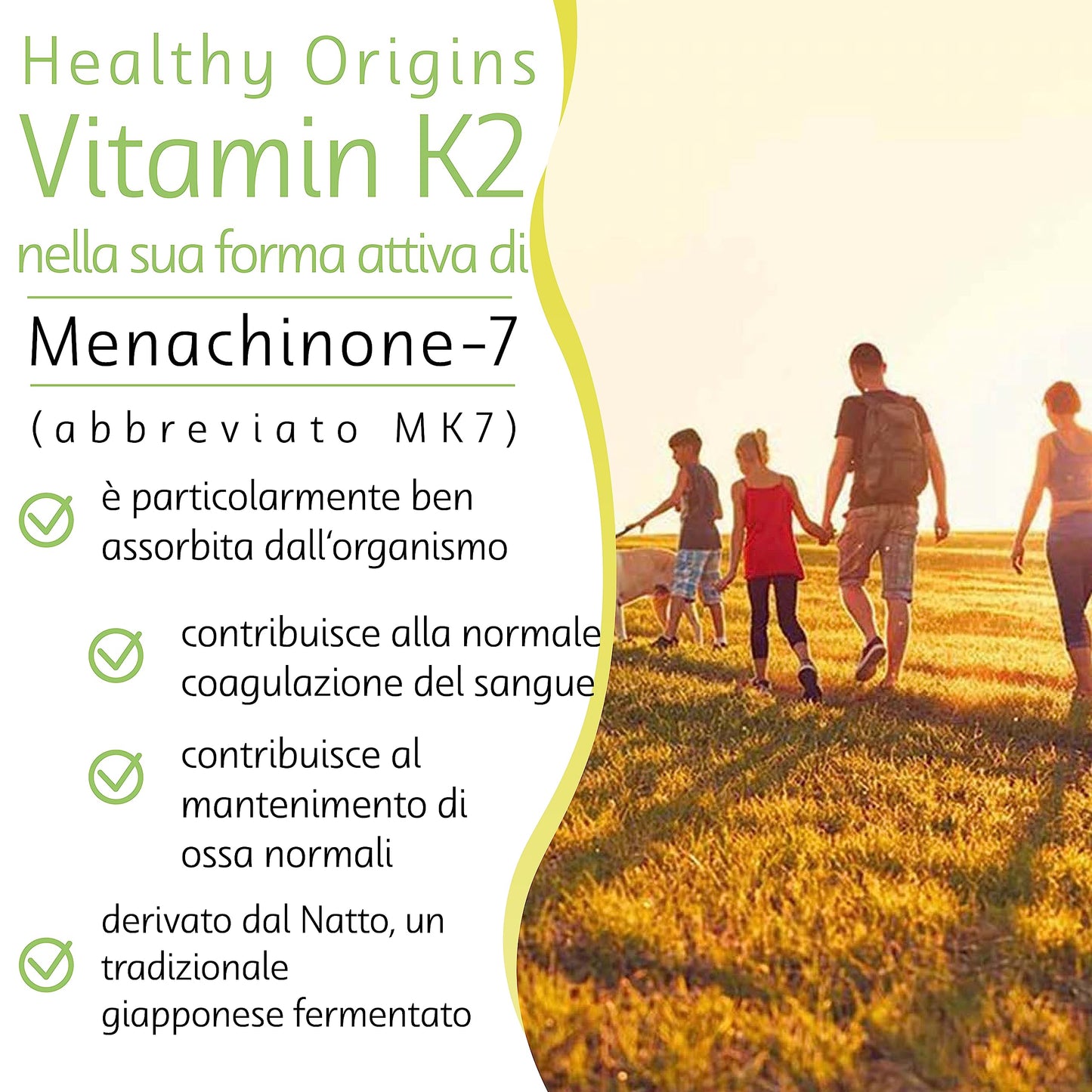 Healthy Origins, Vitamina K2 come MK7, 100mcg per dose giornaliera, 180 Capsule, Testato in Laboratorio, Altamente Dosato, Senza Glutine, Senza Soia, non OGM, Vitamina K