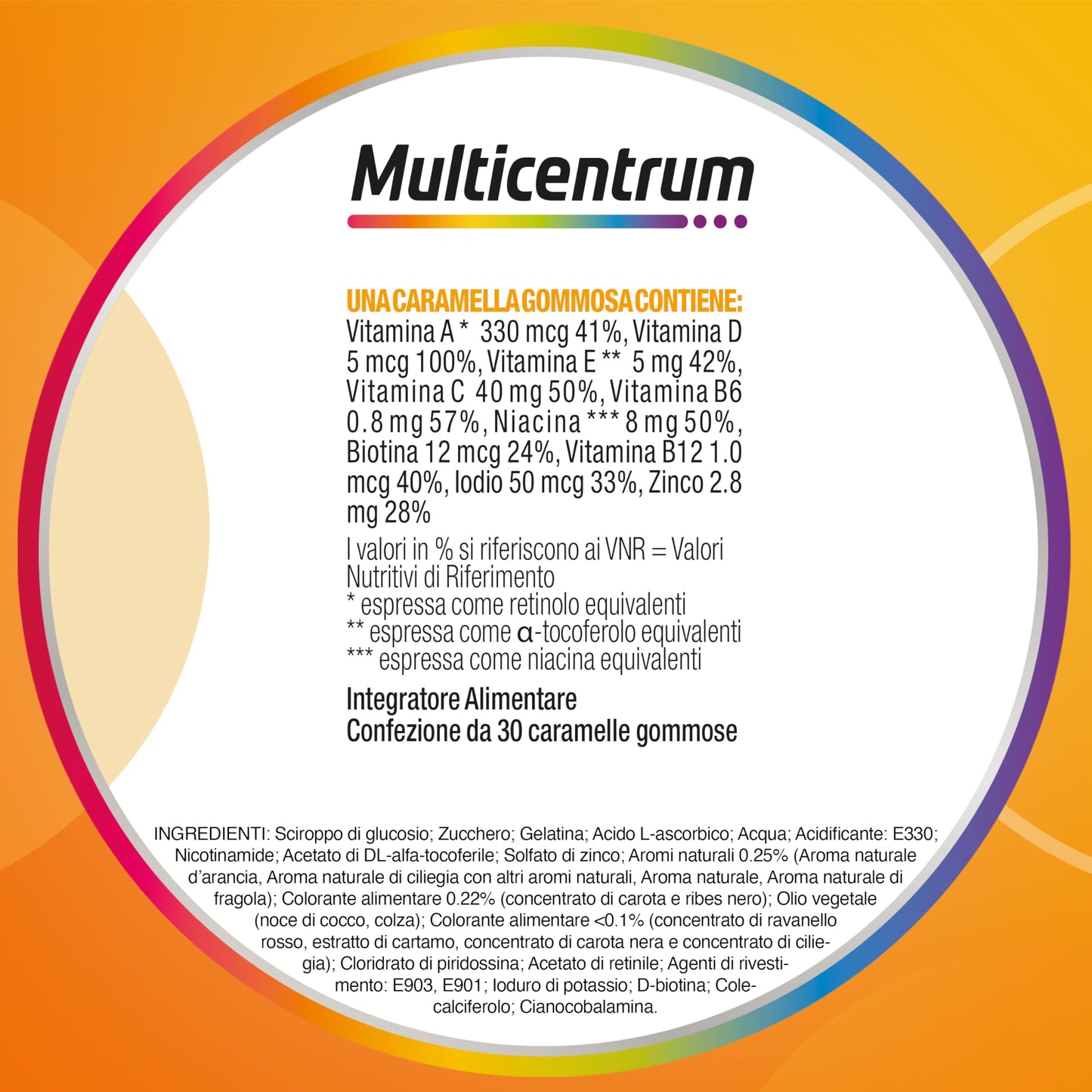 MULTICENTRUM Vitagummy Integratore Alimentare di Vitamine e Minerali Formulato per Bambini 3+, con Vitamina D e Iodio, Gusto Frutta Mista, 30 Caramelle Gommose da Consumare Dove e Quando Vuoi