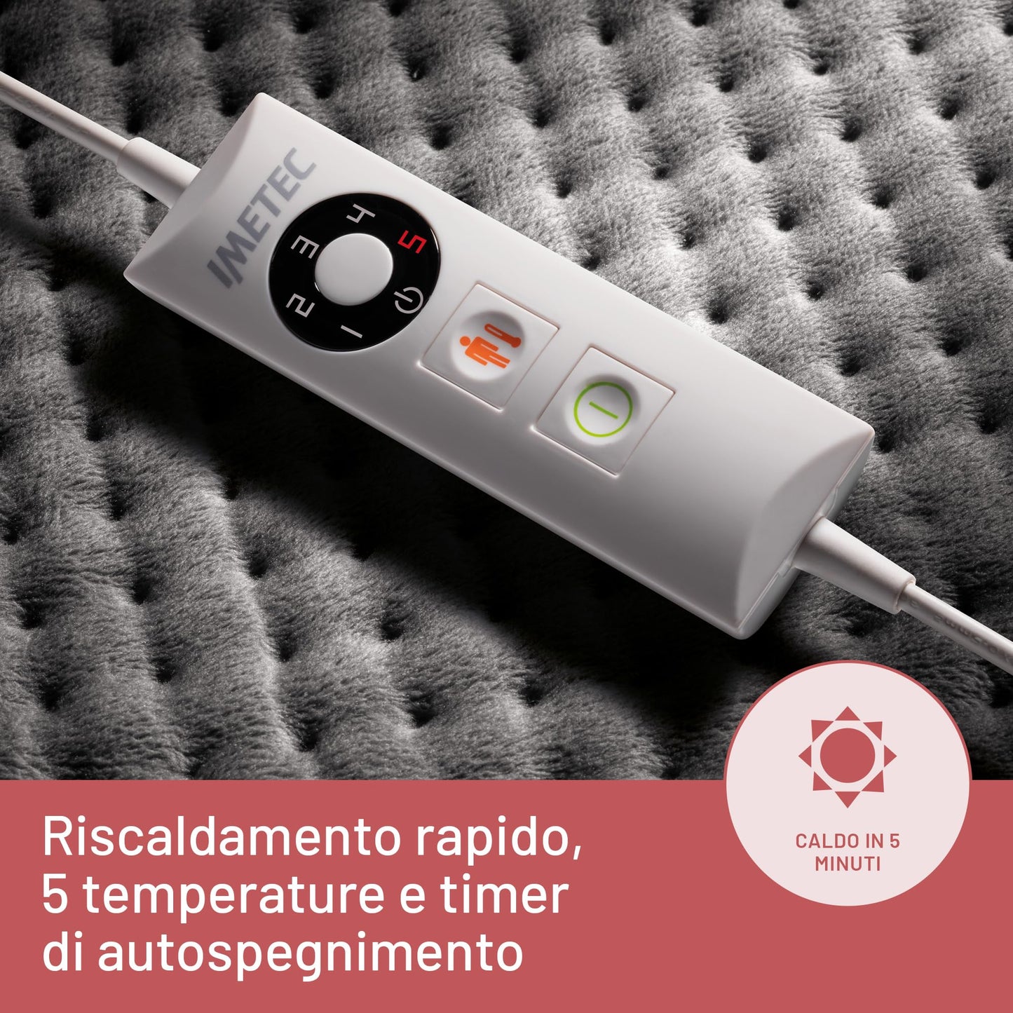 Imetec Intellisense Comfort, Termoforo multiuso, Cuscino termico, Per schiena e addome, Tasca per mani, Rapido riscaldamento, Tessuto anallergico, 5 temperature, Electro block di sicurezza, Lavabile