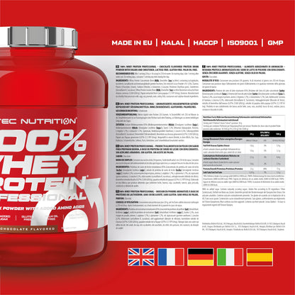 Scitec Nutrition 100% Whey Protein Professional - Potenziato con aminoacidi extra ed enzimi digestivi - Senza glutine - Senza olio di palma, 2.35 kg, Cioccolato