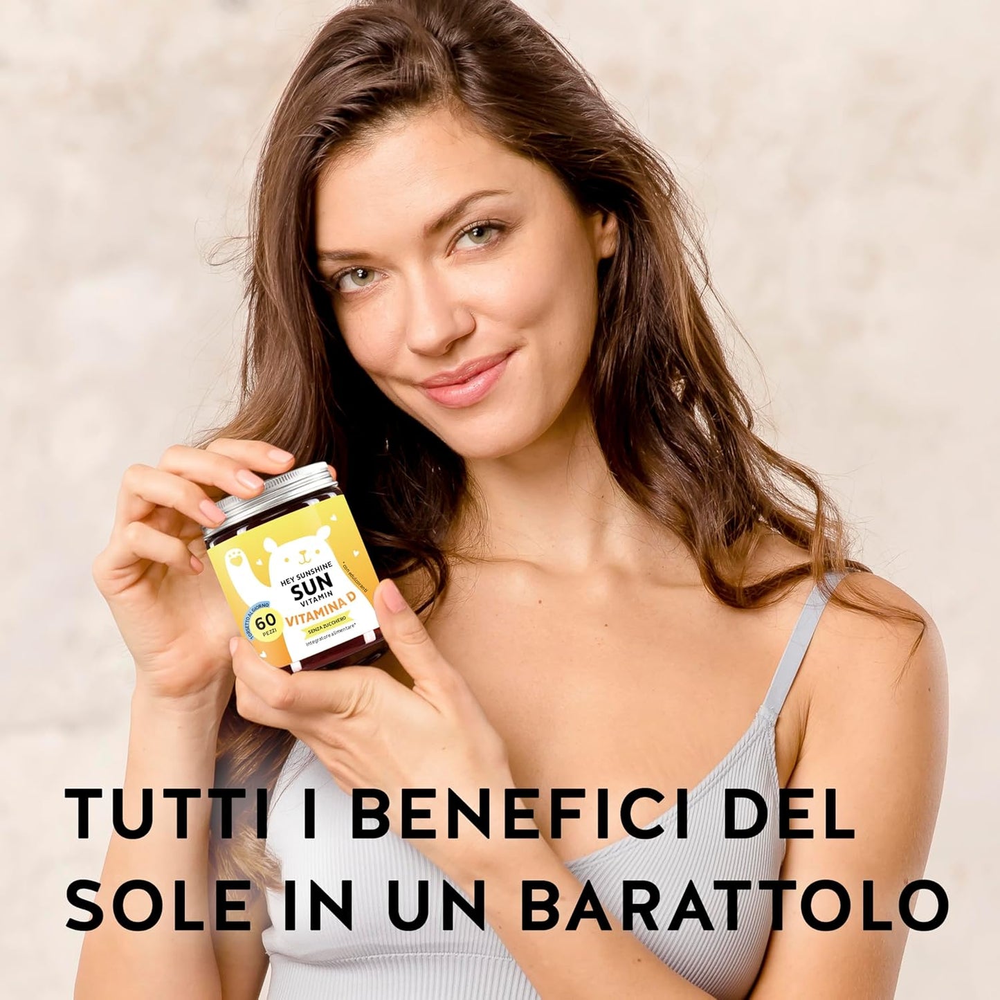 Caramelle Gommose Vitamina D - Integratore Difese Immunitarie - Senza Zucchero - 1000 UI per Orsetto Gommoso - Senza Glutine - 60 gummies - Bears with Benefits