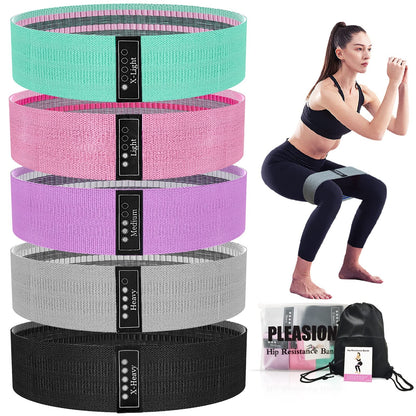 PLEASION Elastici Fitness,5 Livelli Bande Elastiche di Resistenza Set di Fasce Elastiche Fitness,Banda Elastica per Allenamento di Forza,Bodybuilding, Yoga Pilates Squats Crossfit