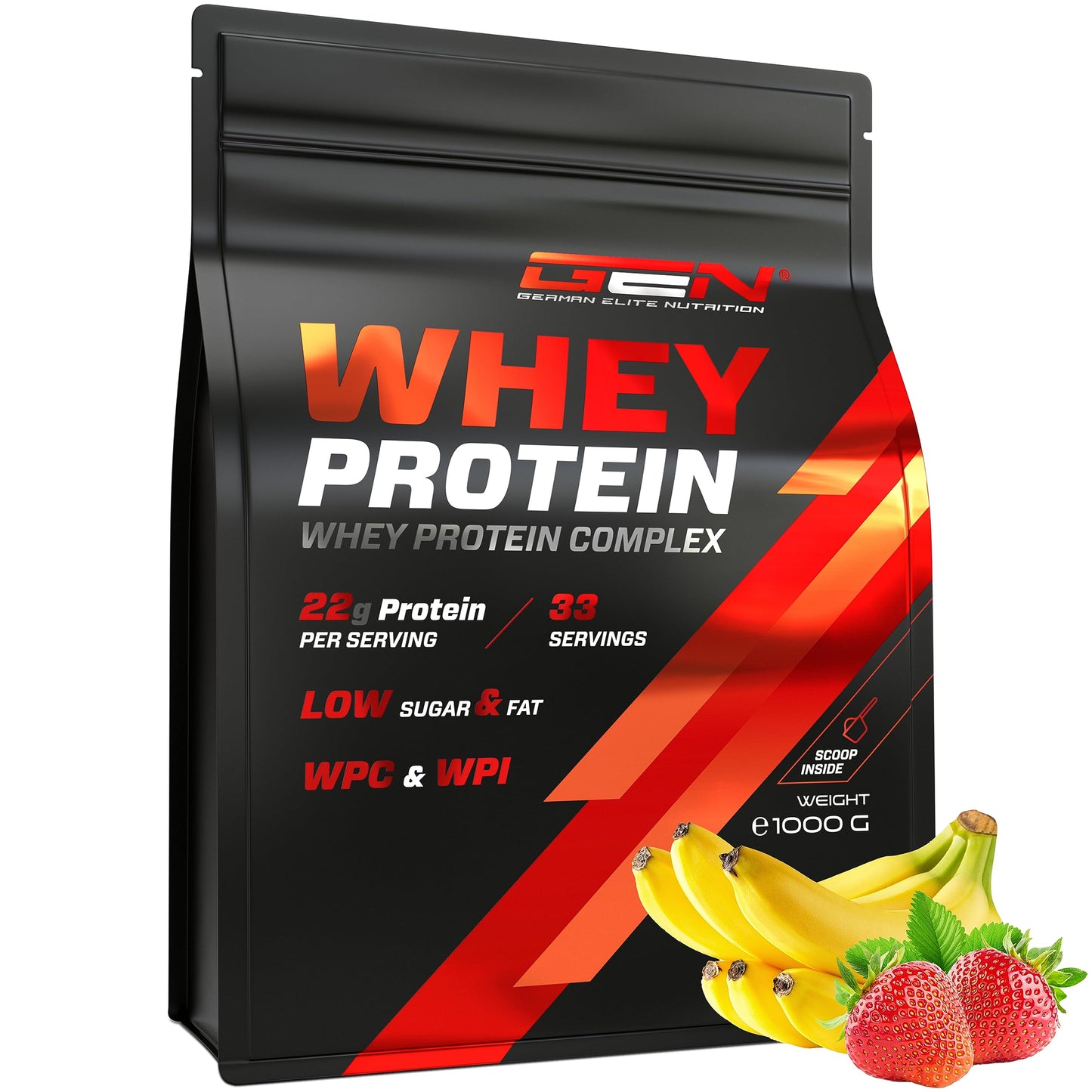 Whey Proteine Complesso - 1000 g (Gelato alla vaniglia) - Con contenuto isolato - Proteine in polvere solubili istantanee con BCAA ed EAA - German Elite Nutrition