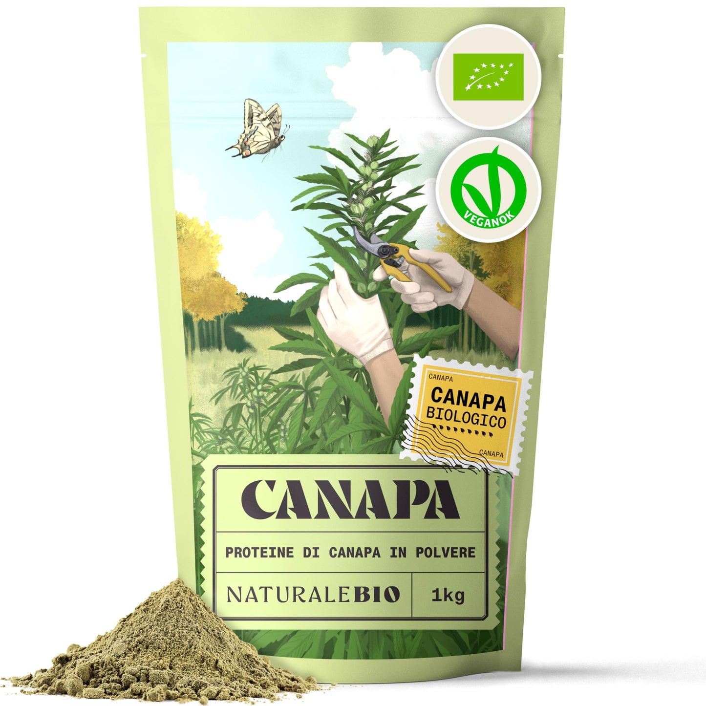 NaturaleBio Proteine di Canapa 500 g - Proteine Vegane per uno Stile di Vita Attivo - Proteine Vegetali in Polvere per Diete Keto, Senza Glutine o Senza Lattosio - Da Semi di Canapa Bio Certificati