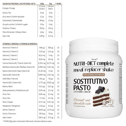 PASTO SOSTITUTIVO NUTRI DIET complete al gusto di LATTE e BISCOTTI Line@diet | 500g, 14 PASTI completi | ricco di vitamine e minerali