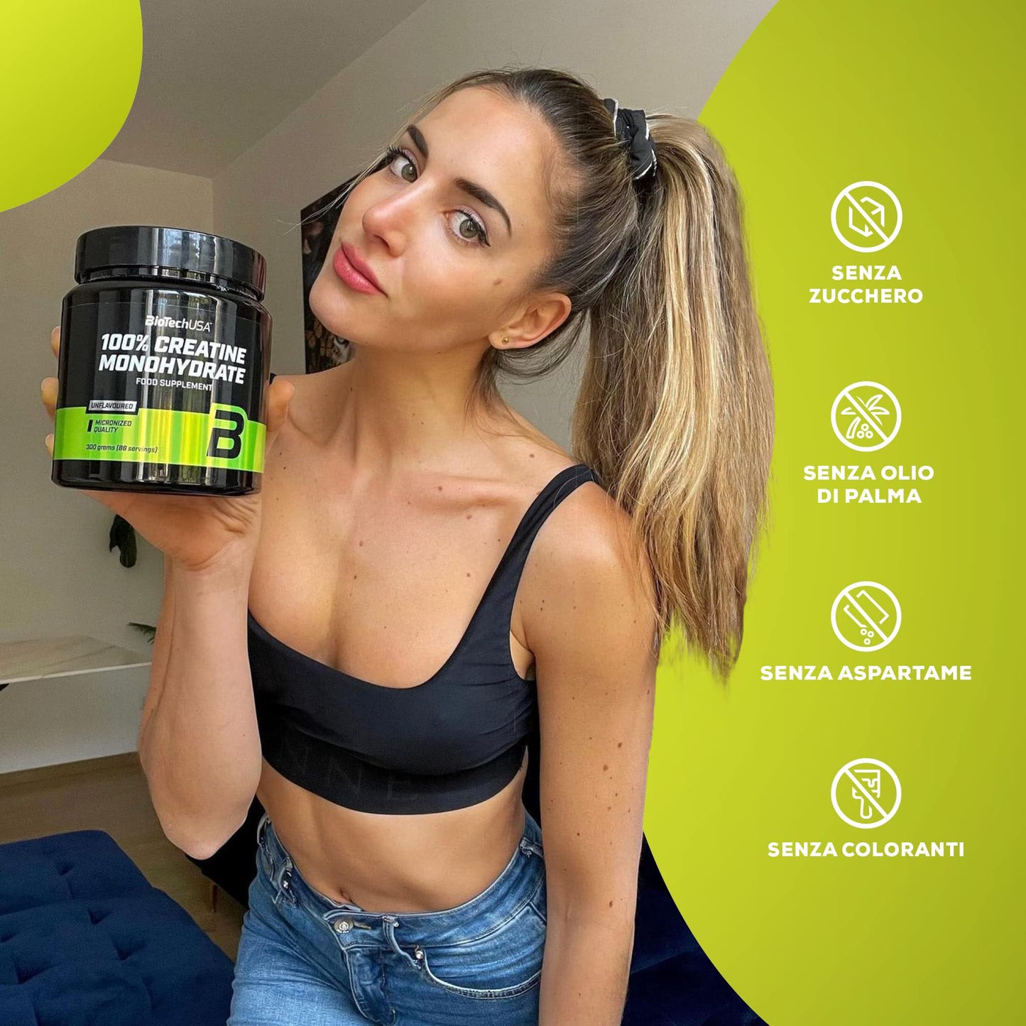 BioTechUSA 100% Creatine Monohydrate | Creatina di grado farmaceutico | Micronizzata | Vegan | Senza glutine, confezione classica a contenitore in plastica, 500 g