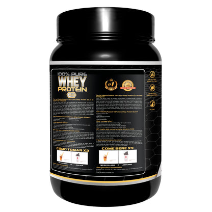 Healthy FUSION Whey protein 100% pura | Proteine whey + collagene + magnesio | Proteine del siero di latte isolate per lo sviluppo muscolare | Massa muscolare pulita | 1000 g (Cioccolato)