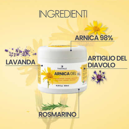 Arnica per cavalli uso umano e Artiglio del Diavolo 500 ml, Gel Extra Forte 98%, crema per massaggi a muscoli e articolazioni, effetto freddo, non irrita, non arrossa, non unge, 100% made in Italy