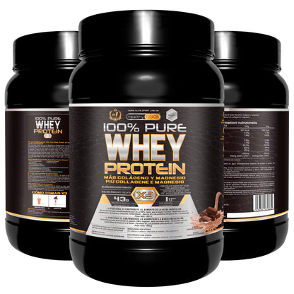 Healthy FUSION Whey protein 100% pura | Proteine whey + collagene + magnesio | Proteine del siero di latte isolate per lo sviluppo muscolare | Massa muscolare pulita | 1000 g (Cioccolato)