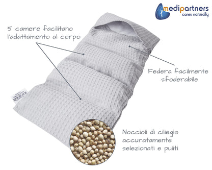 Medi Partners Cuscino Termico noccioli ciliegio 60x20cm 800g 100% Cotone 5 Camere Grande Terapia del freddo Federa sfoderabile (Stelle)