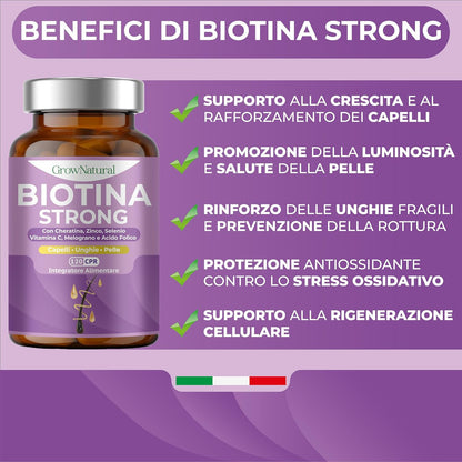 PREZZO LANCIO - Integratori per Capelli - Biotina Cheratina e Zinco - Vitamine per Crescita Capelli e anticaduta Donna e Uomo - 120 Compresse con Melograno, Vitamina C, Acido Folico e Selenio