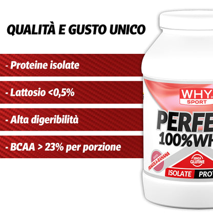 WHY SPORT PERFECT 100% WHEY - Proteine Whey - Proteine Isolate - Proteine in Polvere con Aminoacidi Essenziali per la Massa Muscolare - Gusto Cioccolato al Latte - 900 gr