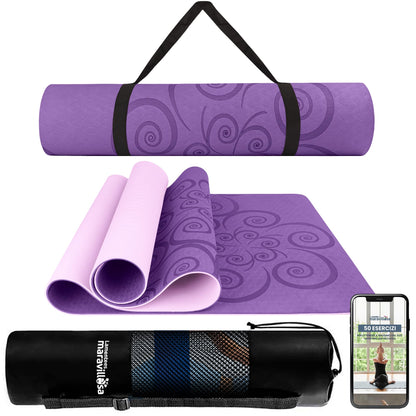 LA MENTE ES MARAVILLOSA - Tappetino per Yoga, Pilates, Fitness o Altri Sport, Tappetino Antiscivolo in TPE con Borsa a Tracolla, Tappetino da Allenamento 183 x 61 cm