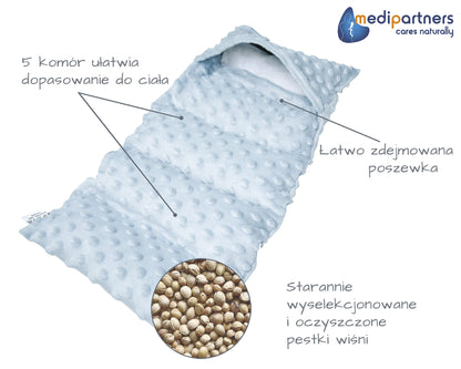 Medi Partners Cuscino Termico noccioli ciliegio 60x20cm 800g 100% Cotone 5 Camere Grande Terapia del freddo Federa sfoderabile (Stelle)