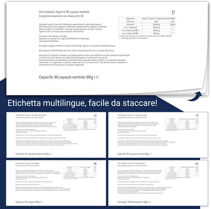 Life Extension, Super K, con MK-7, Depot, Altamente Dosato, 90 Capsule molli, Testate in Laboratorio, Senza Glutine, Senza Soia, Non OGM