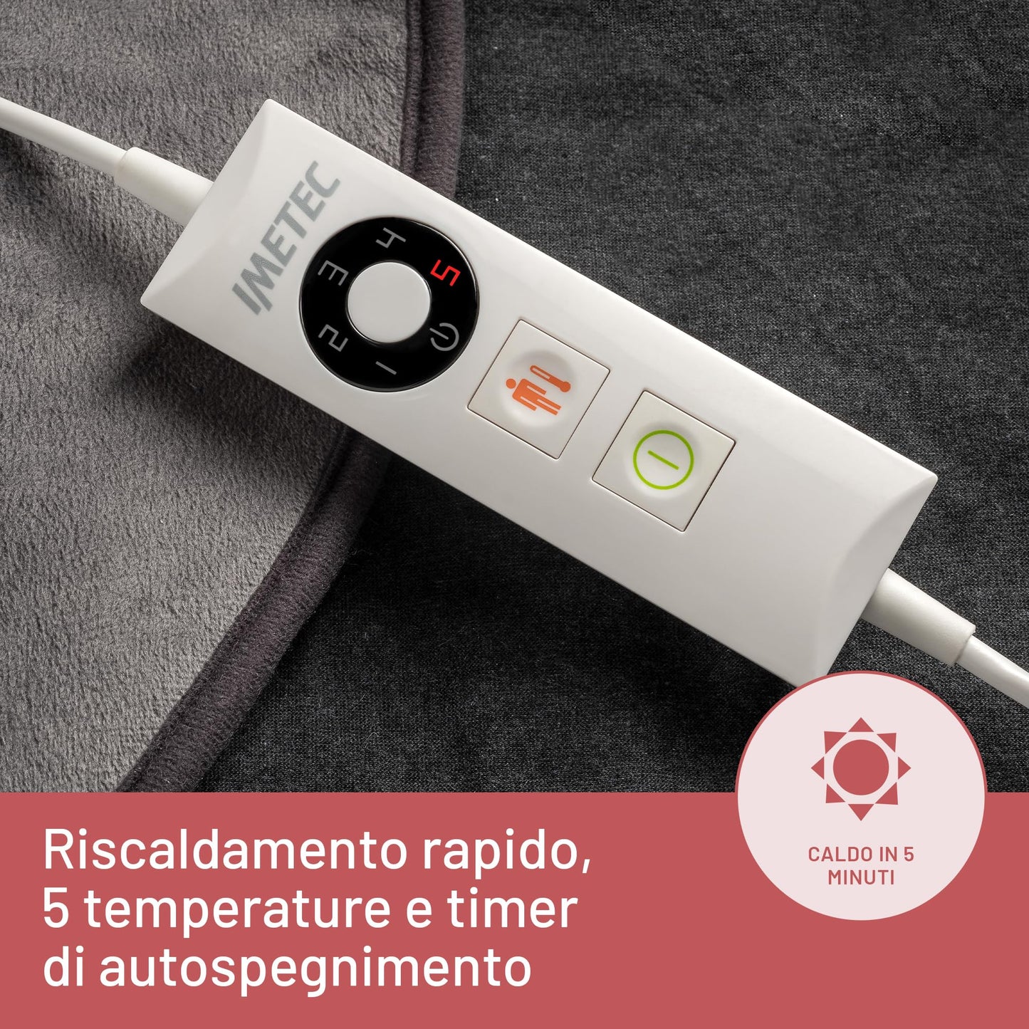 Imetec Intellisense Cervical, Termoforo per Cervicale e Spalle, Cuscino Termico, 47x52 cm, Tessuto Anallergico, 5 Temperature, Electro Block di Sicurezza, Riscaldamento Rapido, Lavabile in Lavatrice