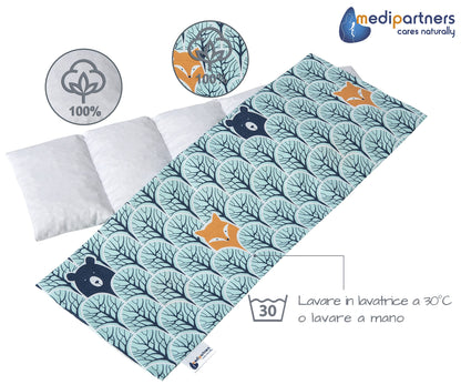 Medi Partners Cuscino Termico noccioli ciliegio 60x20cm 800g 100% Cotone 5 Camere Grande Terapia del freddo Federa sfoderabile (Stelle)