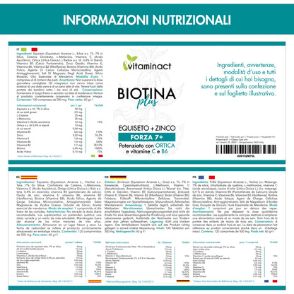 Integratore Capelli Donna Uomo - Biotina Plus Altissimo Dosaggio- Trattamento 4 mesi-Accelera Crescita Capelli Unghie - Rinforzante - Anticaduta - Ricrescita - Equiseto-Zinco-Ortica-