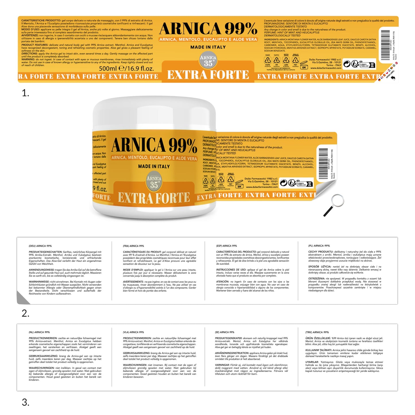 Arnica 35 - Arnica per Cavalli Uso Umano Gel Extra Forte 500ml, 99% Arnica Montana ad Azione Intensa per Massaggiare Muscoli e Articolazioni, Assorbimento Rapido, Made in Italy