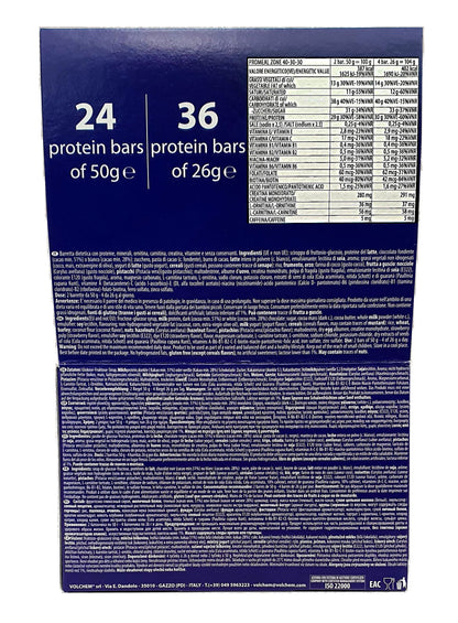 Volchem Promeal Zone 40-30-30, Barretta Proteico-Energetica con Ripartizione di Carboidrati-Proteine-Grassi (40-30-30), Senza Grassi Idrogenati, Scatola da 24 Barrette, Gusto Menta, 1200 g