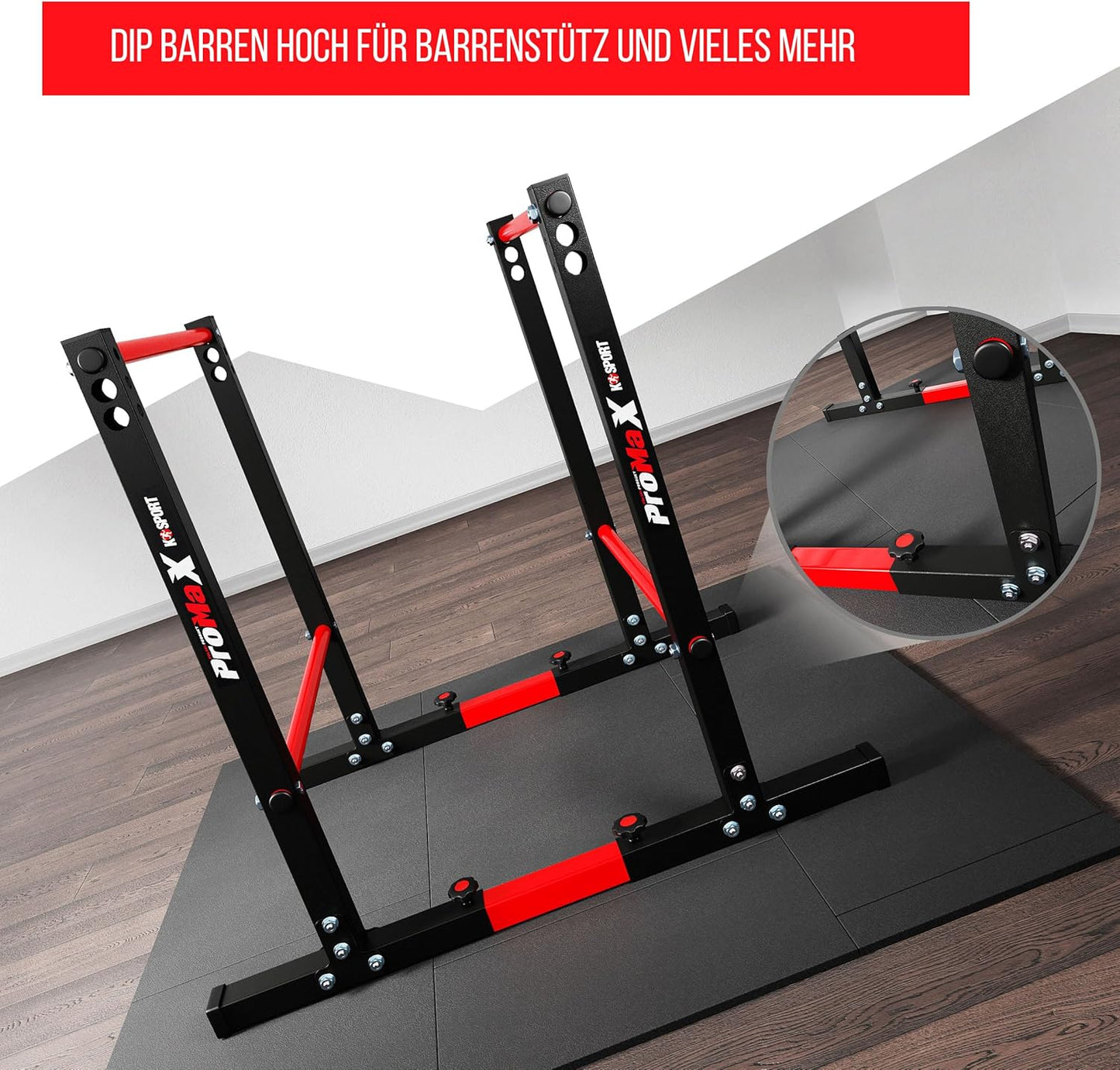 K-Sport: Parallele calisthenics Dip bar con una capacità di carico fino a 290kg I Attrezzi fitness professionali per la casa, E-Book incluso