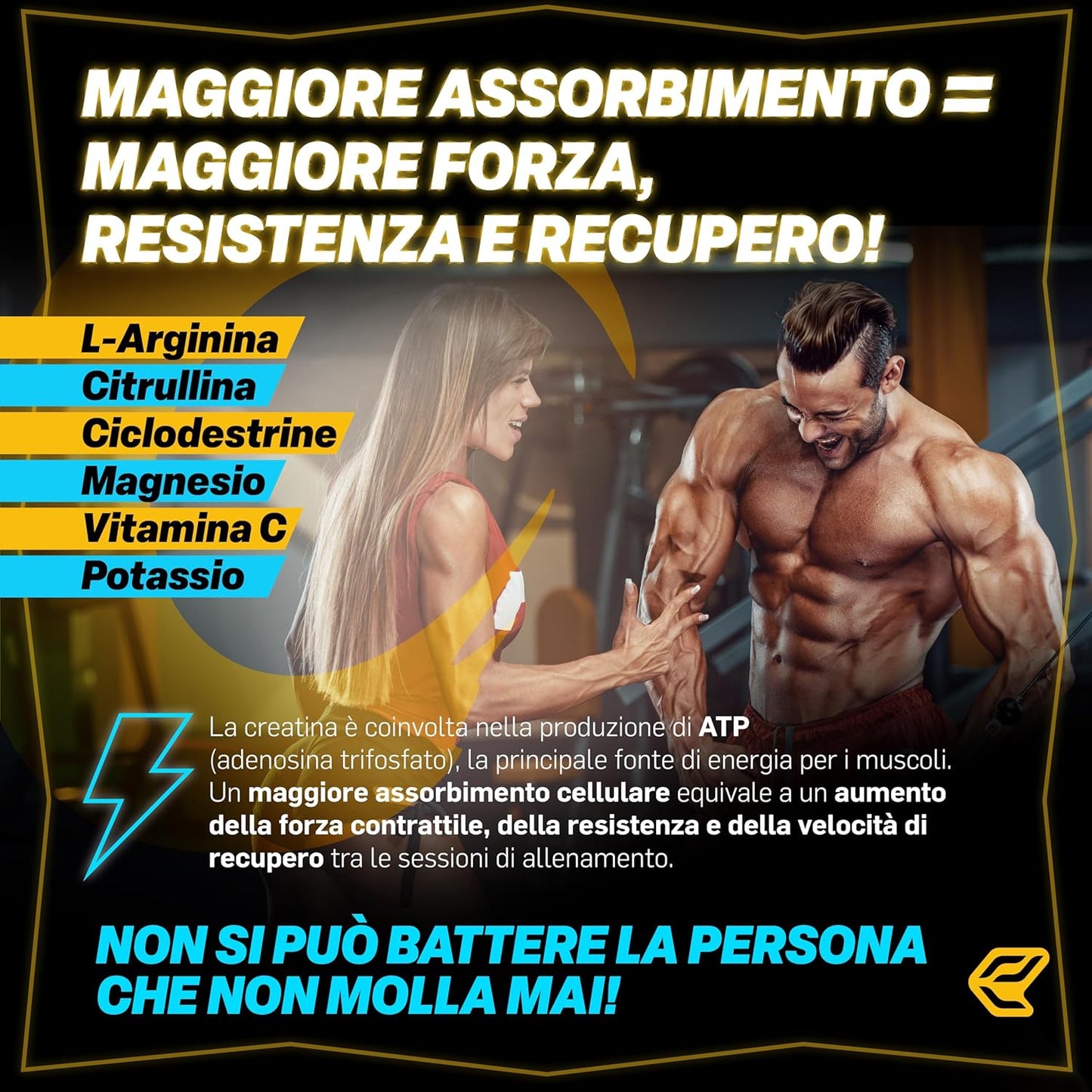 Italian Elite® Creatine Extreme, Creatina con Glutammina, Arginina, Citrullina, Vit C Magnesio, Potassio, Ciclodestrine. Pre Post Workout 120cp Monoidrata Micronizzata a Rapido Assorbimento Muscolare