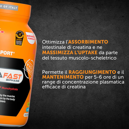 NAMEDSPORT> CreaFast®, Creatina Monoidrato in Compresse gastroresistenti con un'esclusiva composizione bifasica. 120 compresse