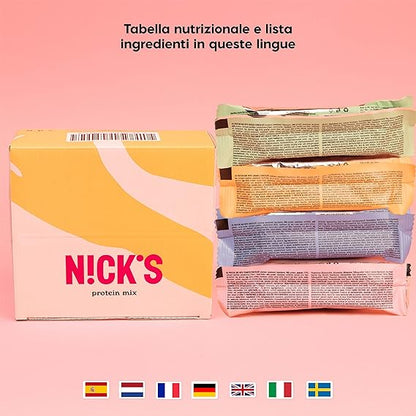 NICKS Mix di Barrette Proteiche, Keto Proteico Snack Bar 4g Net Carbs, 15g Proteine di 5g Collagene Senza Zucchero Aggiunti Low Carb Barretta Senza Glutine (9x50 g - Protein)