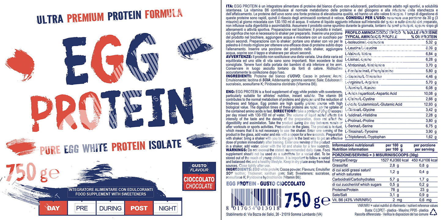 Prolabs Egg Protein 750 gr - proteine albume uovo + vitamina b6 - gusto cacao