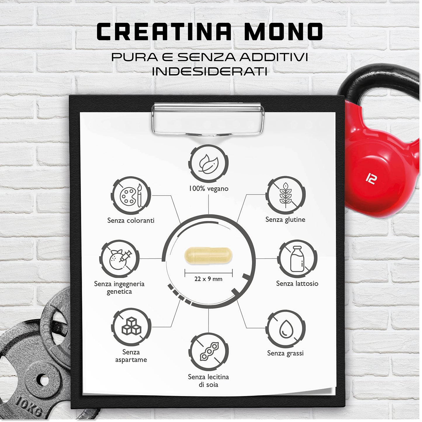 GEN GERMAN ELITE NUTRITION Creatina – 240 capsule vegane – ad alto dosaggio con 3200 mg di creatina monoidrato al giorno – Premium: ultra fine + fattore mesh di 200 – testato in laboratorio – vegano