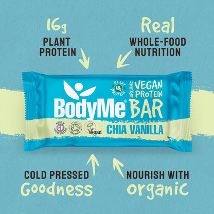 BodyMe Barrette Proteiche Vegan Bio | Cruda Curcuma Limone | 12 x 60g Barretta Proteica | Senza Glutine | 16g Proteine Vegane Complete 3 Proteine Vegetali Tutti Amminoacidi Essenziali | Snack Proteici