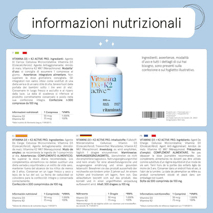 Vitamina D3 K2 (Dura 1 anno e 4 mesi) 500 Compresse Super Assorbibili Grazie al Processo Avanzato di Micronizzazione, Vitamina D3 2000 UI – Massimo Dosaggio di Vitamine in Commercio,