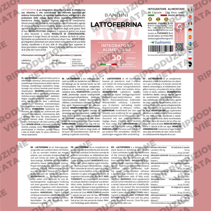 Bandini® LATTOFERRINA 200 Immuno - 200 MG di Lactoferrina per CAPSULA (60 capsule) – Integratore alimentare ad alto dosaggio con Vitamina C - Antiossidante naturale per il Sistema Immunitario