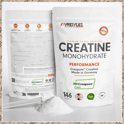 Creapure® Creatina Monoidrato in Polvere 500 g - Creatina Premium dalla Germania - Dose extra elevata per fitness e allenamento con i pesi - Creatina di alta qualità al 100% - Vegana