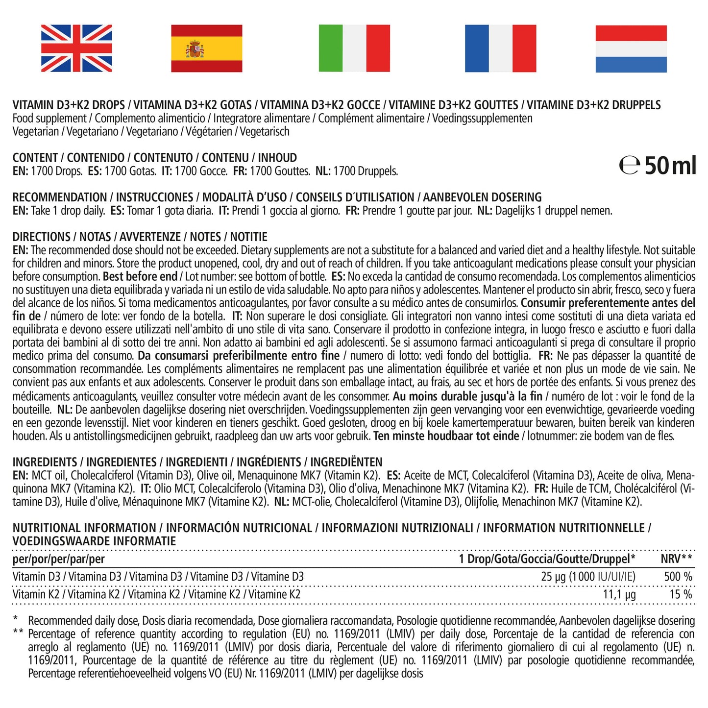 Vitamaze® Vitamina D3 K2 (+1 Anno) di Alto Dosaggio Vitamina D3 + 20 mcg Vitamina K2 al Giorno, 180 Piccole Compresse Vegetariane, Elevata Biodisponibilità, Qualitá Tedesca