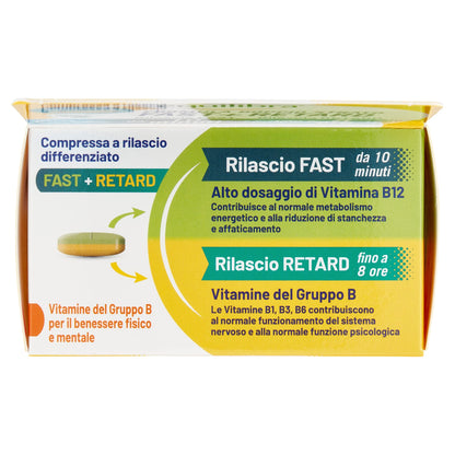 equilibra, Vitamine Gruppo B, Alto dosaggio B12 1000 mcg con Rilascio FAST e Fino a 8 Ore, Vegan, 30 Compresse Doppio Strato, Benessere Fisico-Mentale, Riduce Stanchezza e Affaticamento