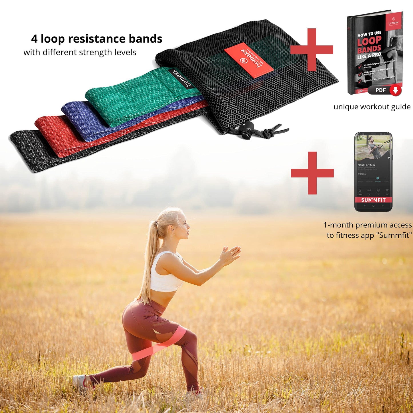 Loop Fasce Elastiche Fitness Set/Livelli Resistenza + eBook di Esercizio e Borsa | Banda Elastica Glutei Gambe Addominale Braccio, Trazioni Boxe Pull Up Pilates Sportiva Kit Uomo Donna